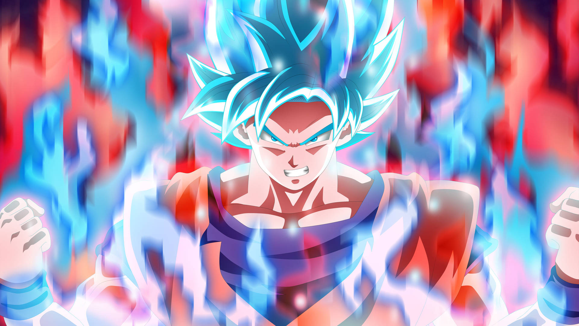 Super Saiyan Blue Goku battles in Dragon Ball Super Wallpaper