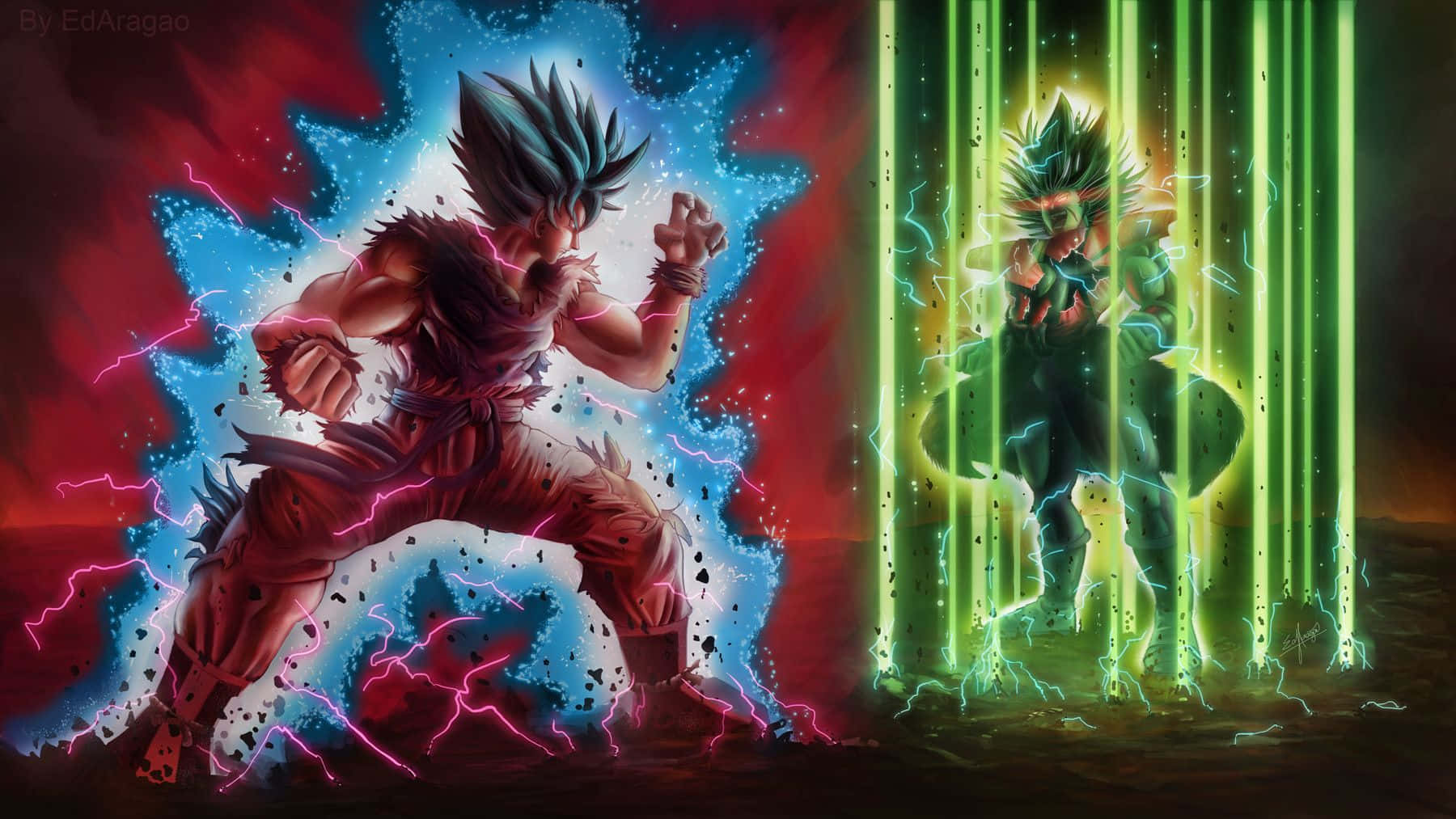The Legendary Super Saiyan Broly in Action Wallpaper