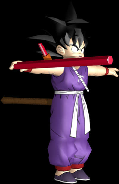 Dragon Ball Z Character With Power Pole PNG