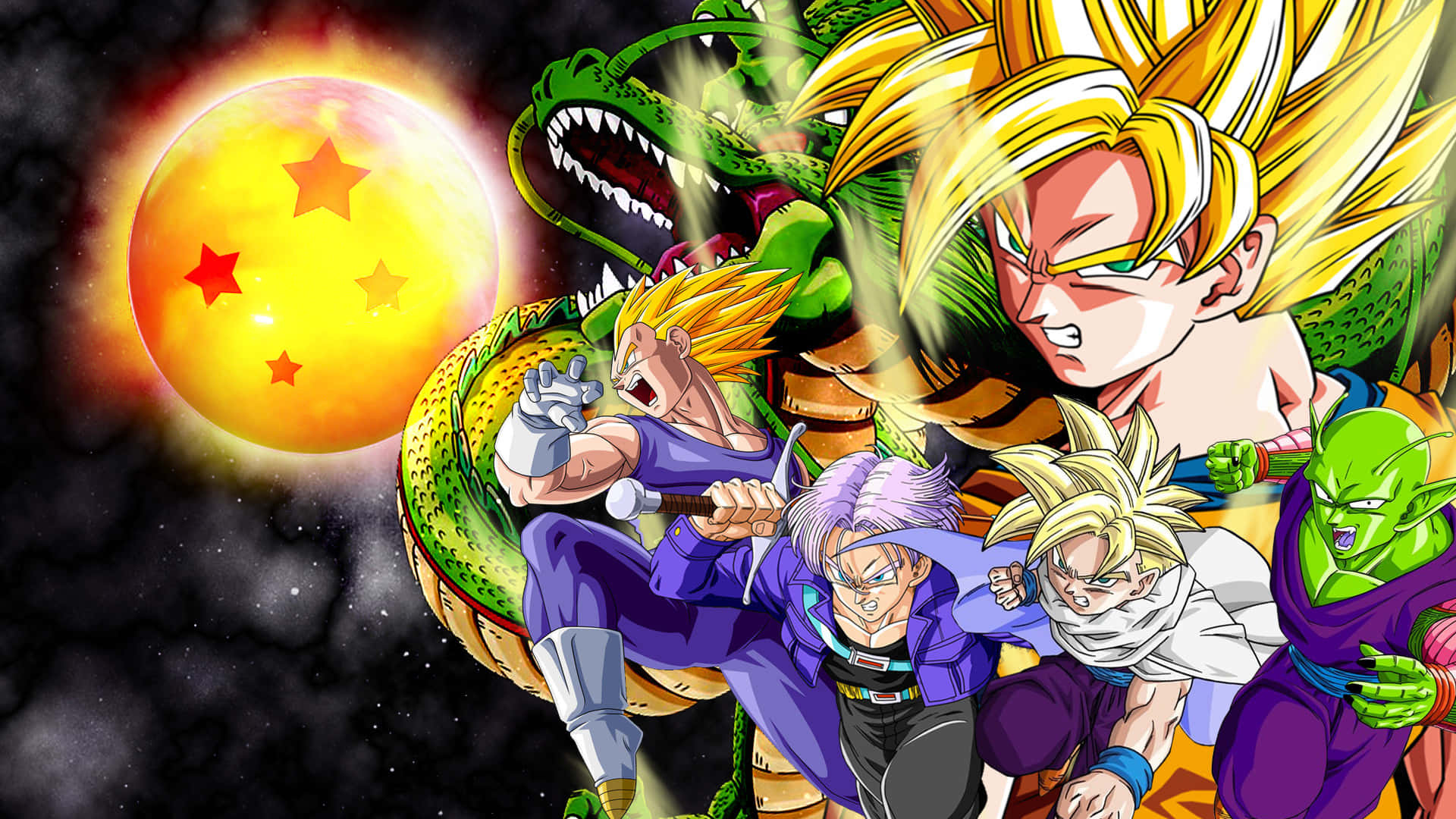 Iconic Dragon Ball Z Characters Gathered in Action Wallpaper