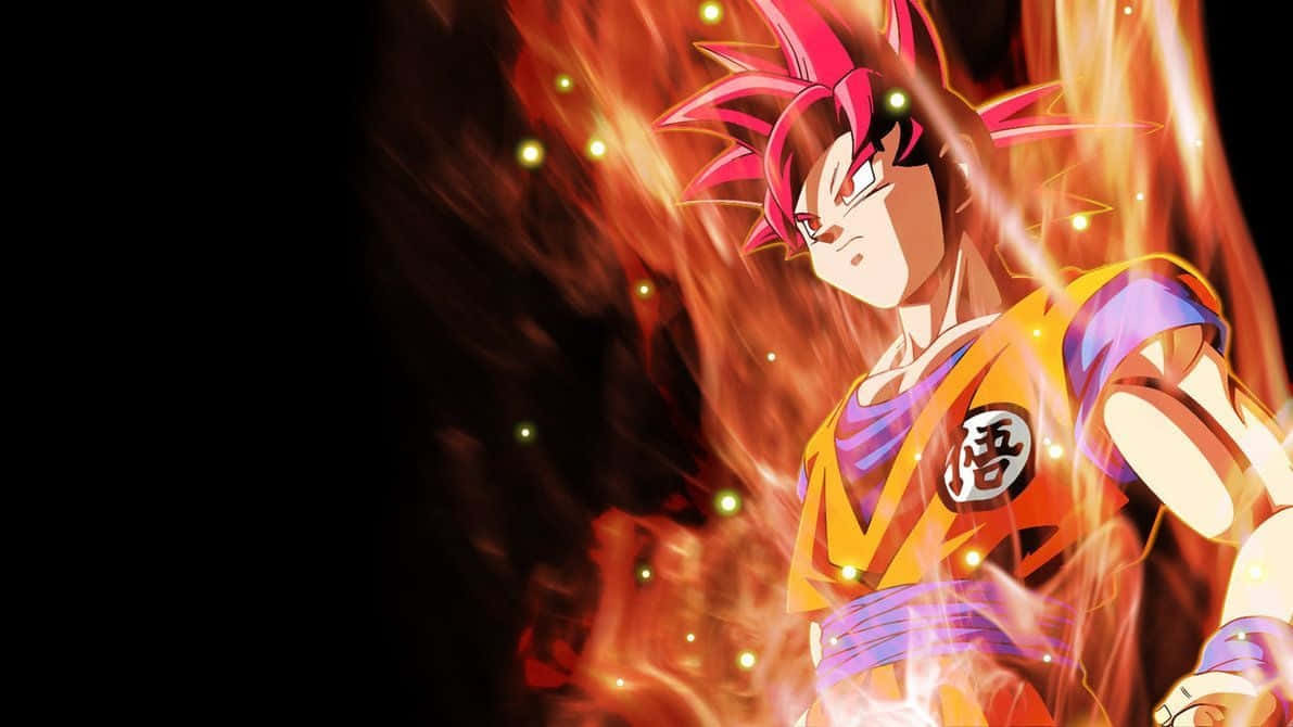 Transformaciónde Goku En Super Saiyan Dios En Dragon Ball Z Fondo de pantalla