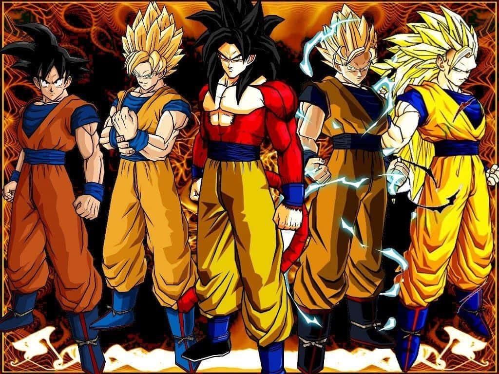 Dragon Ball Z Goku 4 forskellige transformationer tapet Wallpaper