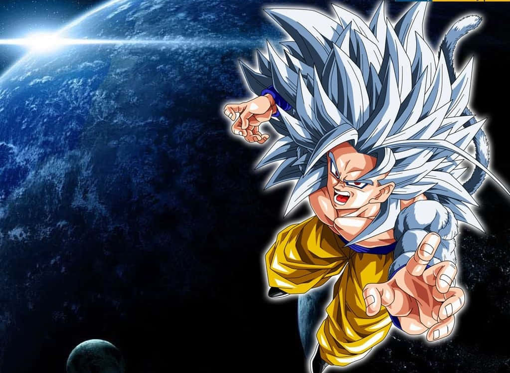 Dragekugle Z Goku med sølvhår ændring af lys Wallpaper