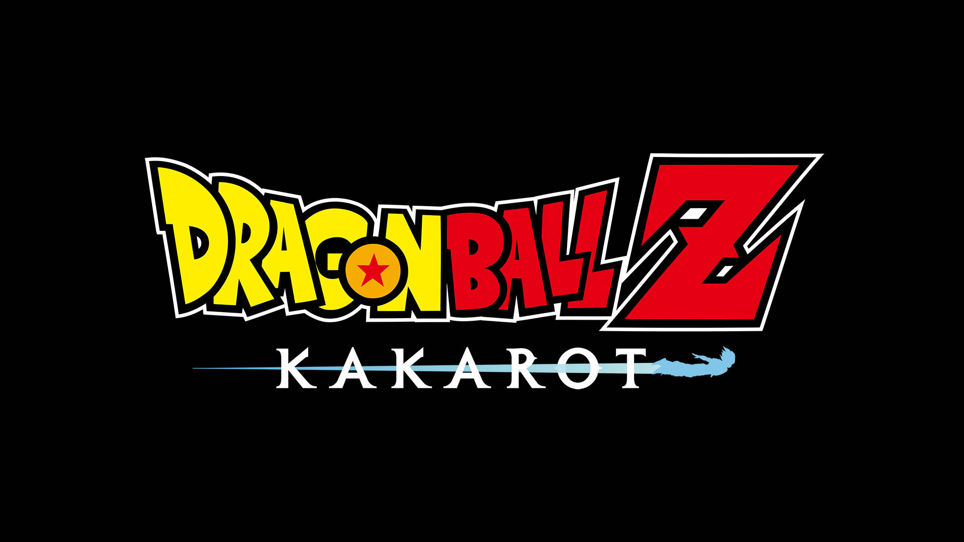 Dragon Ball Z Logo Kakarot Tapet: Tag kommandoen over Goku mens du svæver gennem himlen. Wallpaper