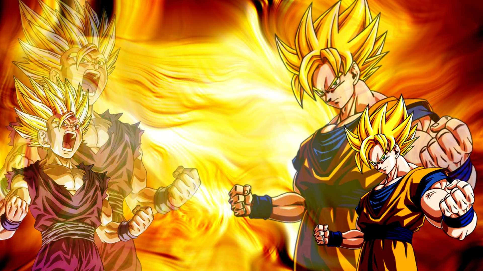 Lås den kraftfulde Super Saiyan med Dragon Ball Z op! Wallpaper
