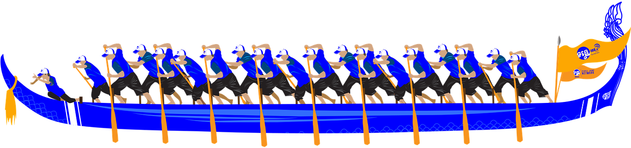 Dragon Boat Team Rowing PNG