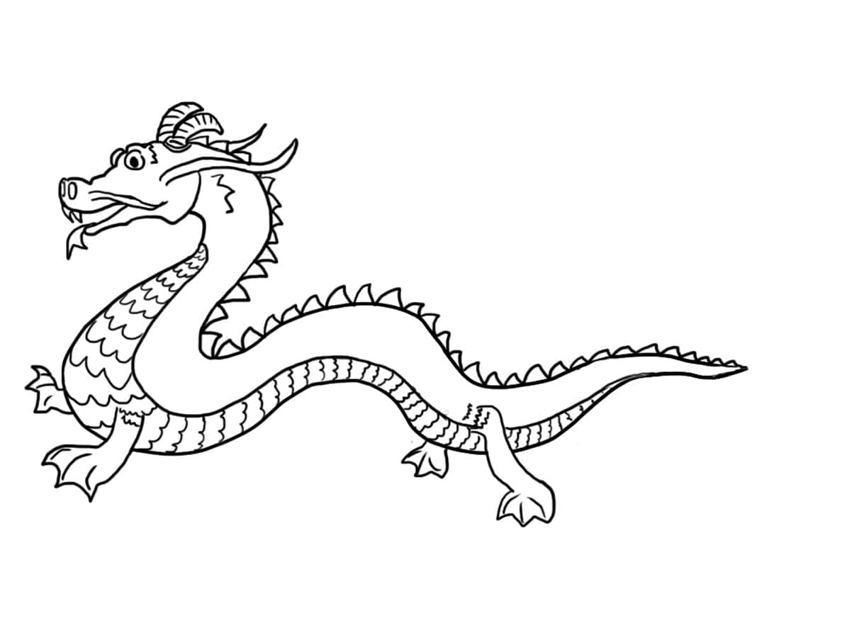A Colorful Dragon Coloring Picture