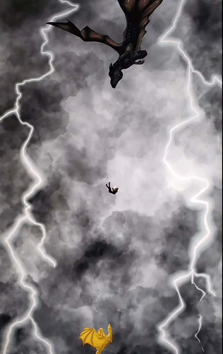 Dragon Fall Stormy Skies Wallpaper