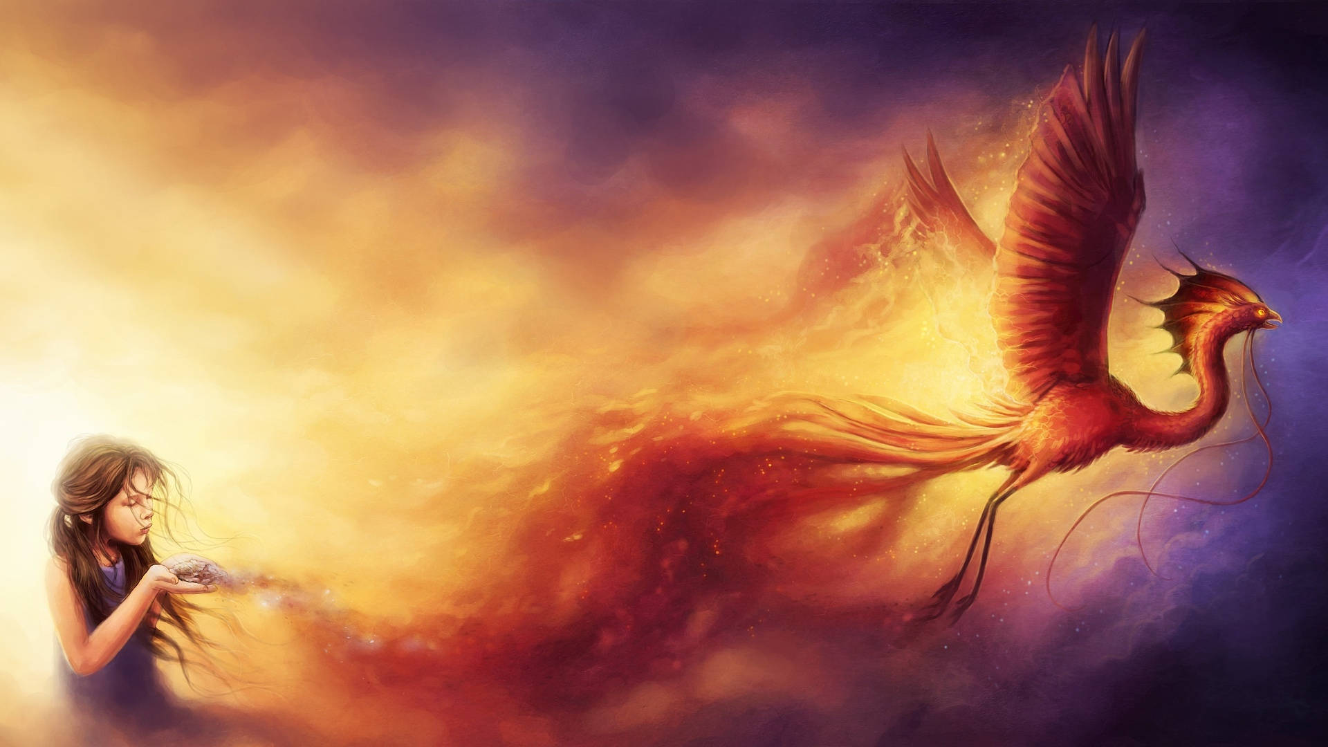 Dragon Fire Wings Art Wallpaper
