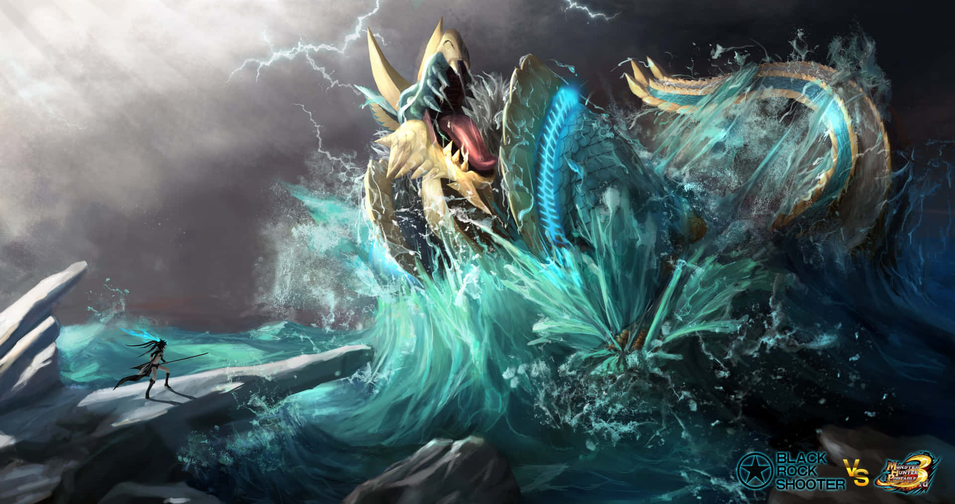 Dragon Hunter Against Sea Dragon Wallpaper