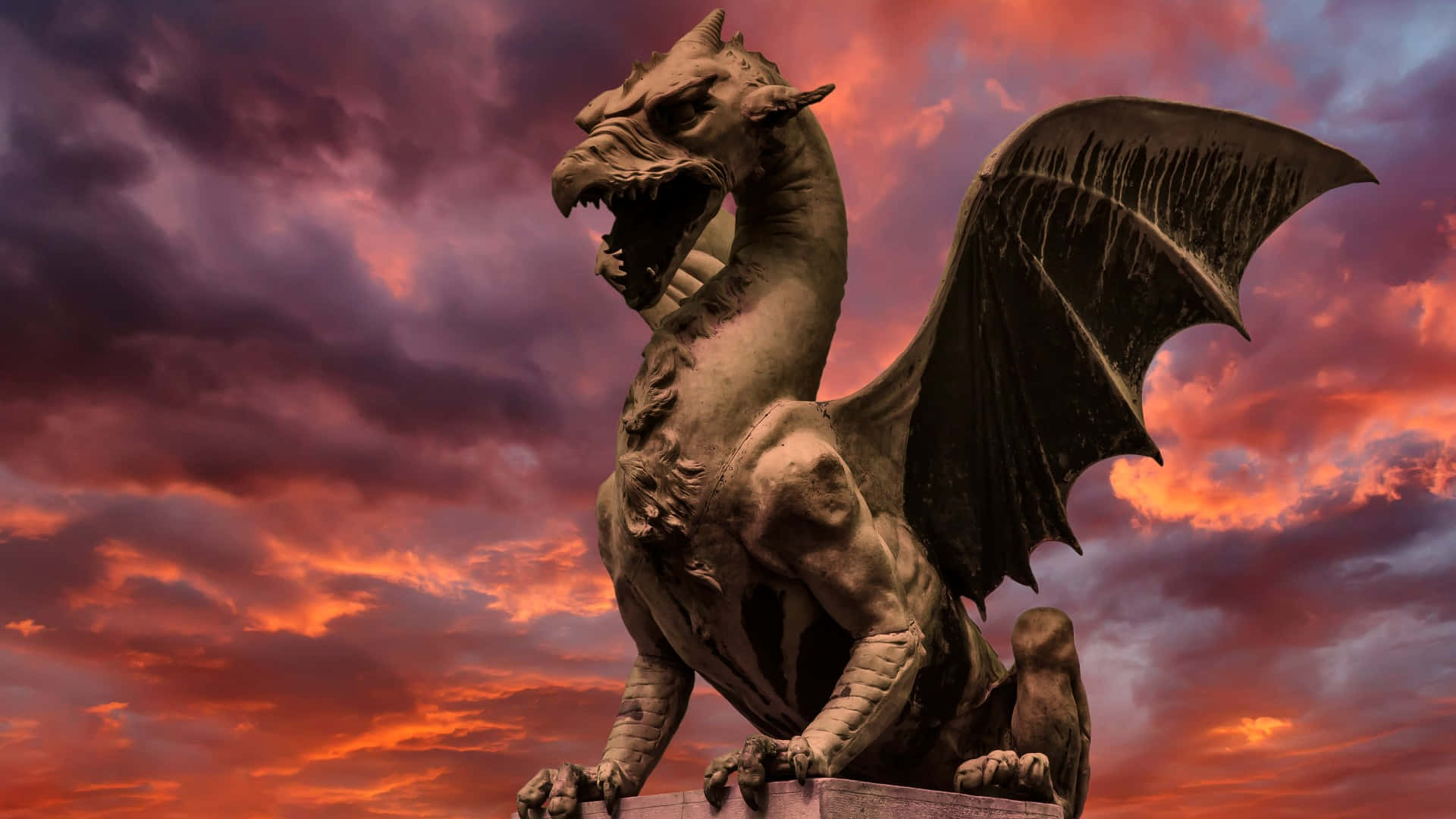 A majestic dragon rises over a wondrous landscape