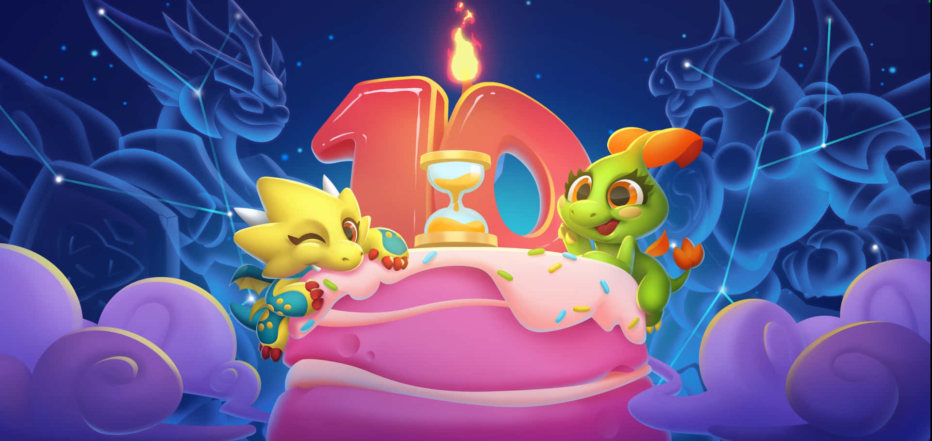 A Birthday Cake With A Dragon And A Dragon