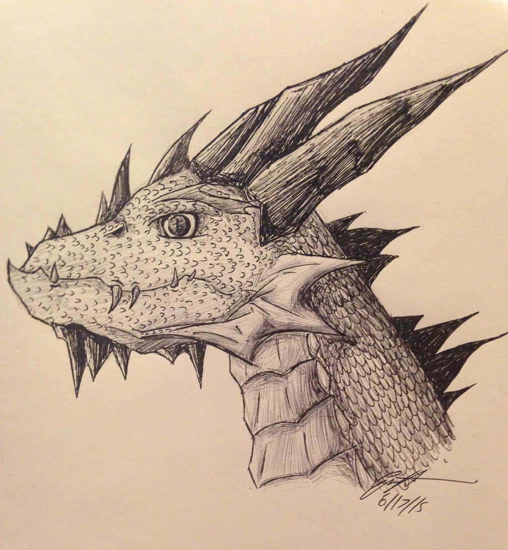 Closeup profile of a magical dragon.