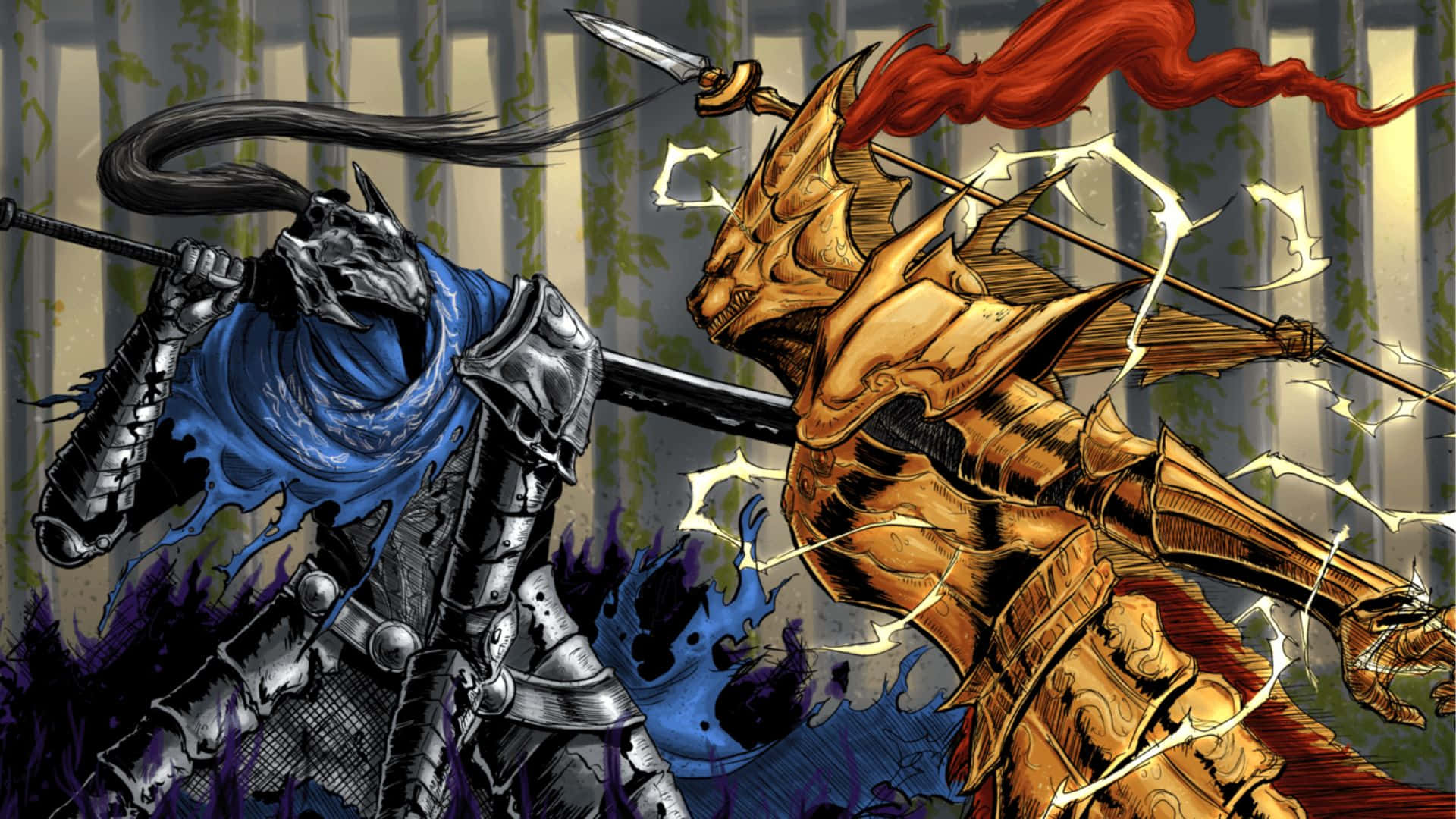Dragon Slayer Ornstein in Battle Stance Wallpaper
