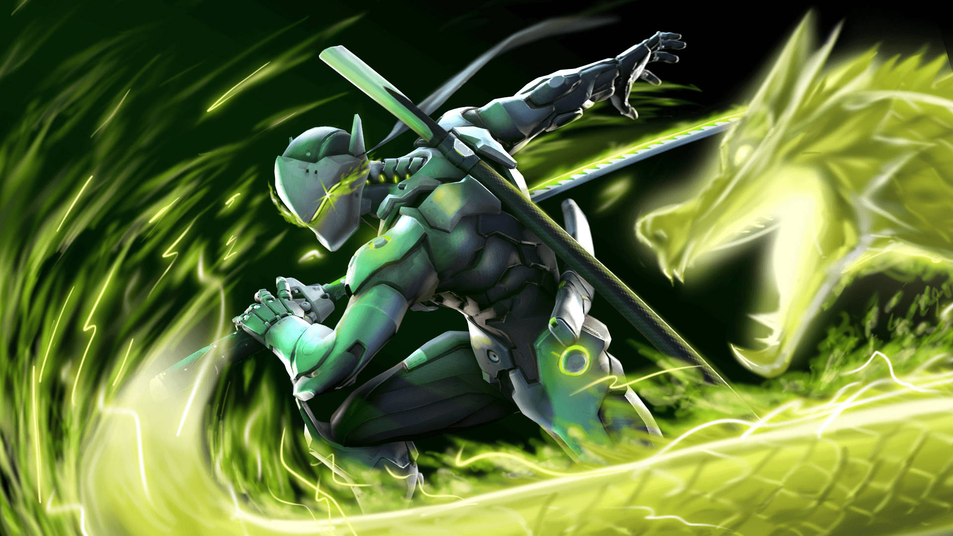 Let the Dragon Be Unleashed – Genji in Overwatch Wallpaper
