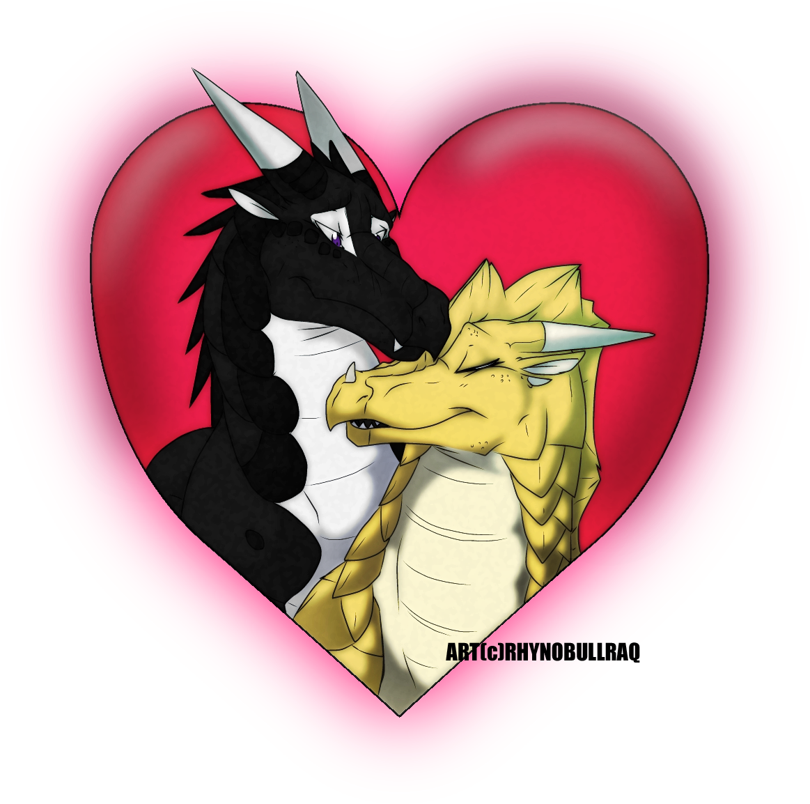 Dragon_ Couple_ Heart_ Frame PNG