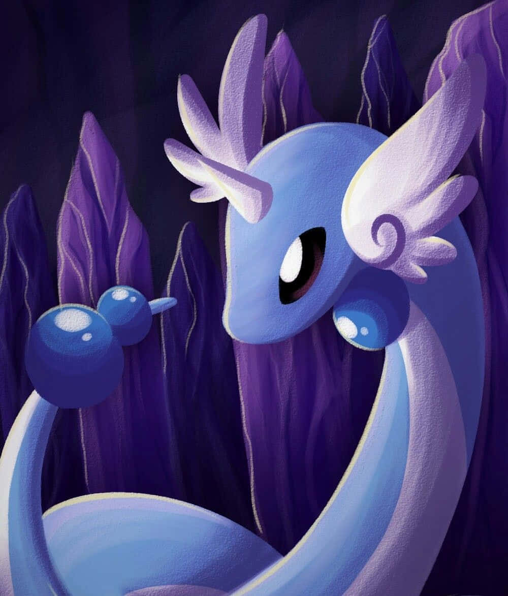 Dragonair 2d Illustration With Purple Background Wallpaper
