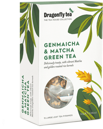 Dragonfly Genmaicha Matcha Green Tea Packaging PNG