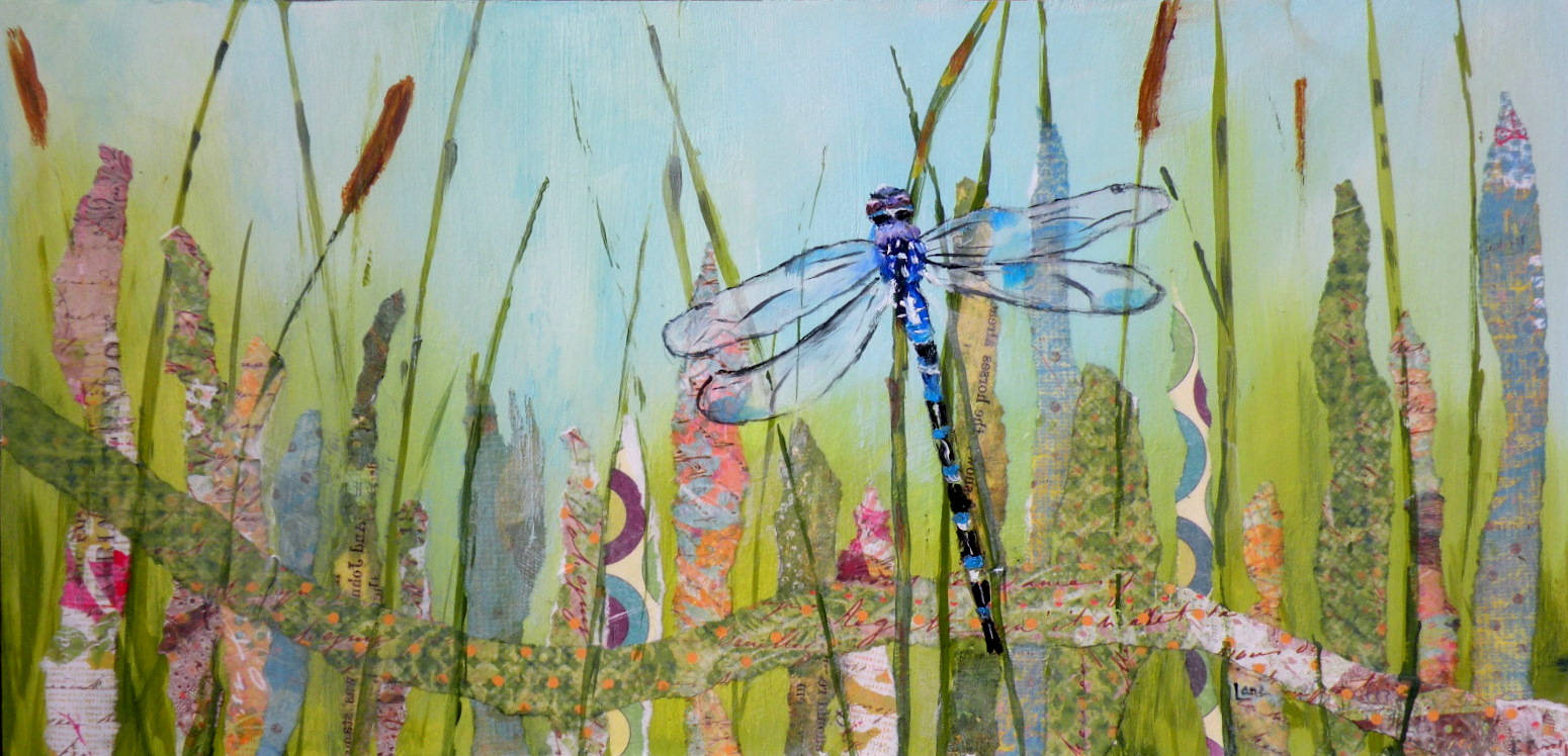 Dragonfly On Grass Art Wallpaper