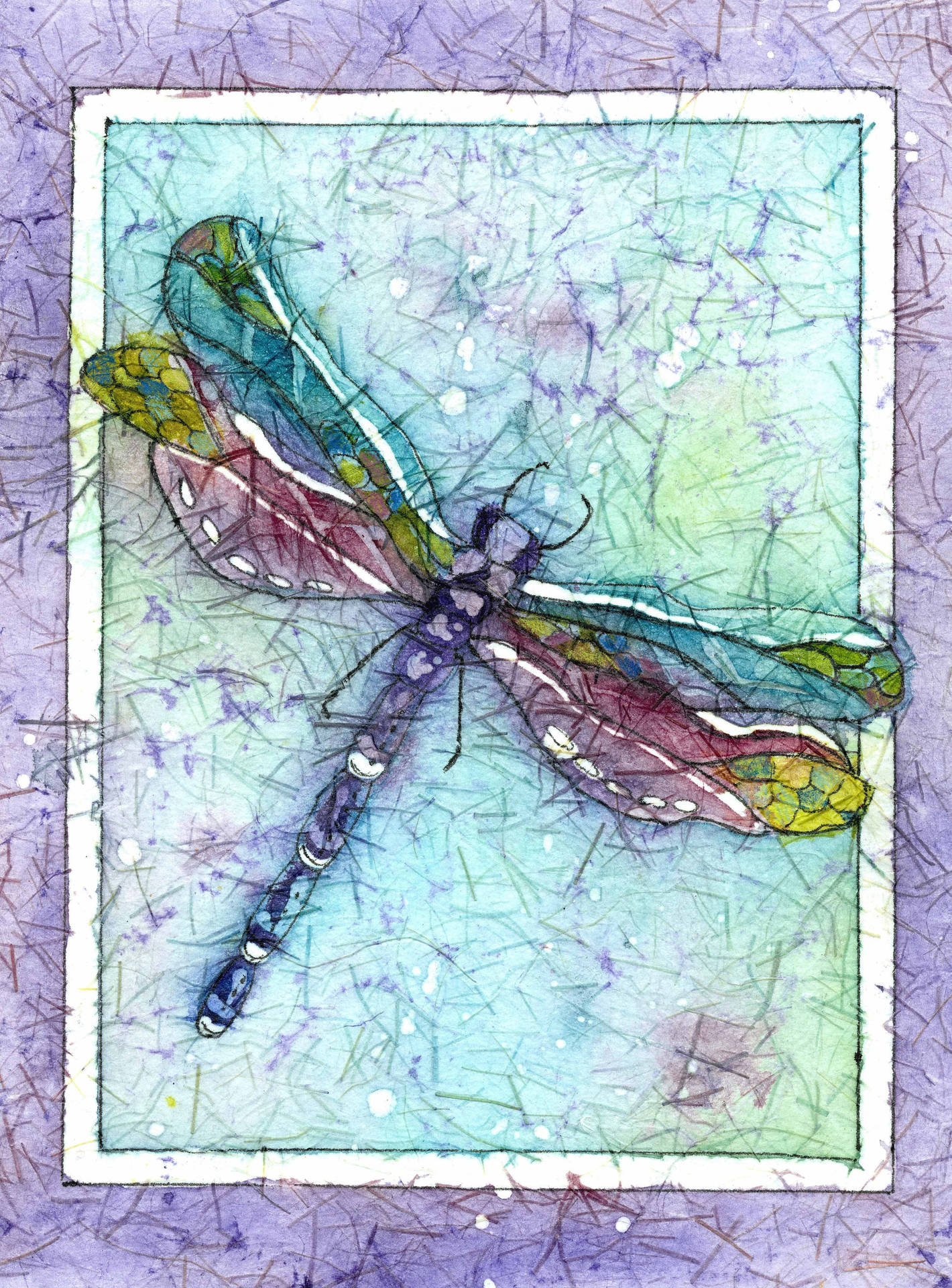 Dragonfly Stained Glass Art Style Wallpaper