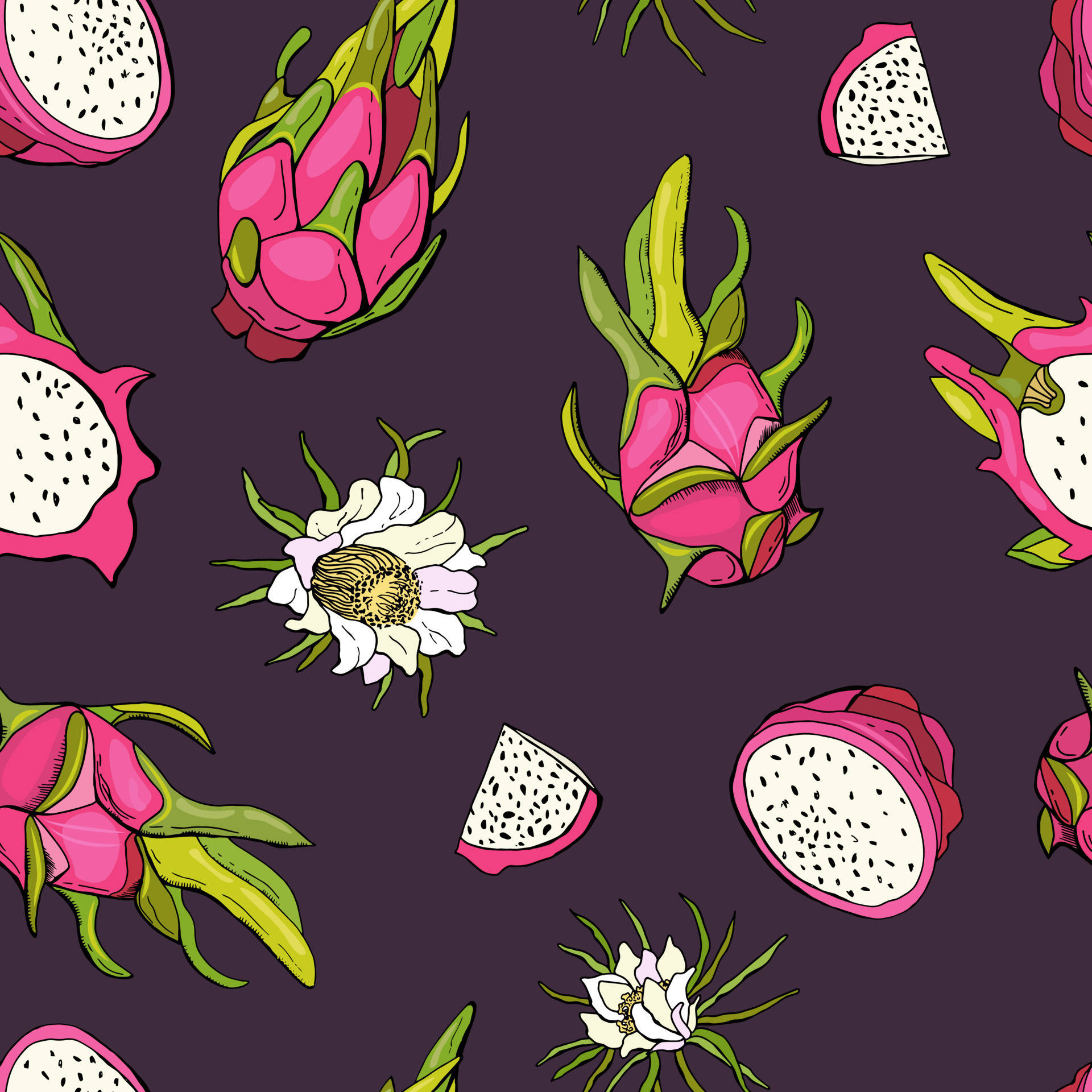 Dragonfruit Digital Art Dark Purple Background Wallpaper
