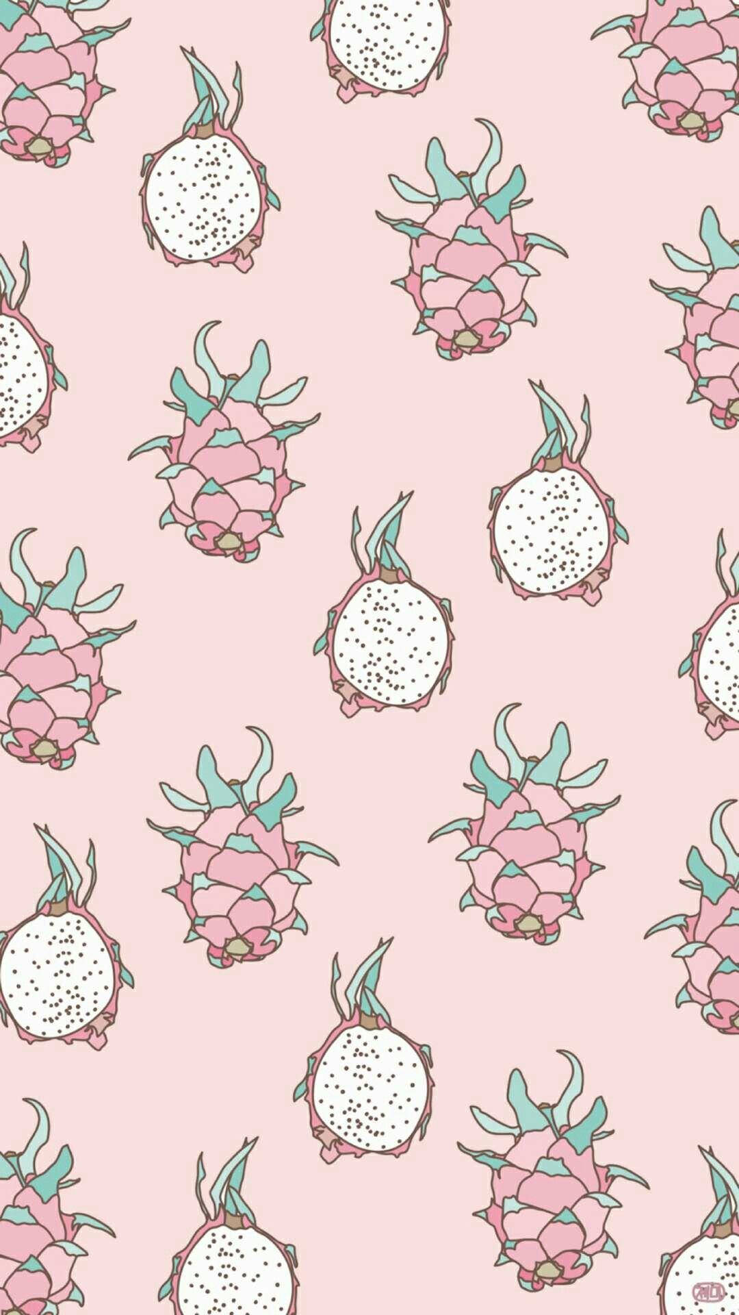 Drachenfruchtmuster Auf Babyrosa Hintergrund Wallpaper