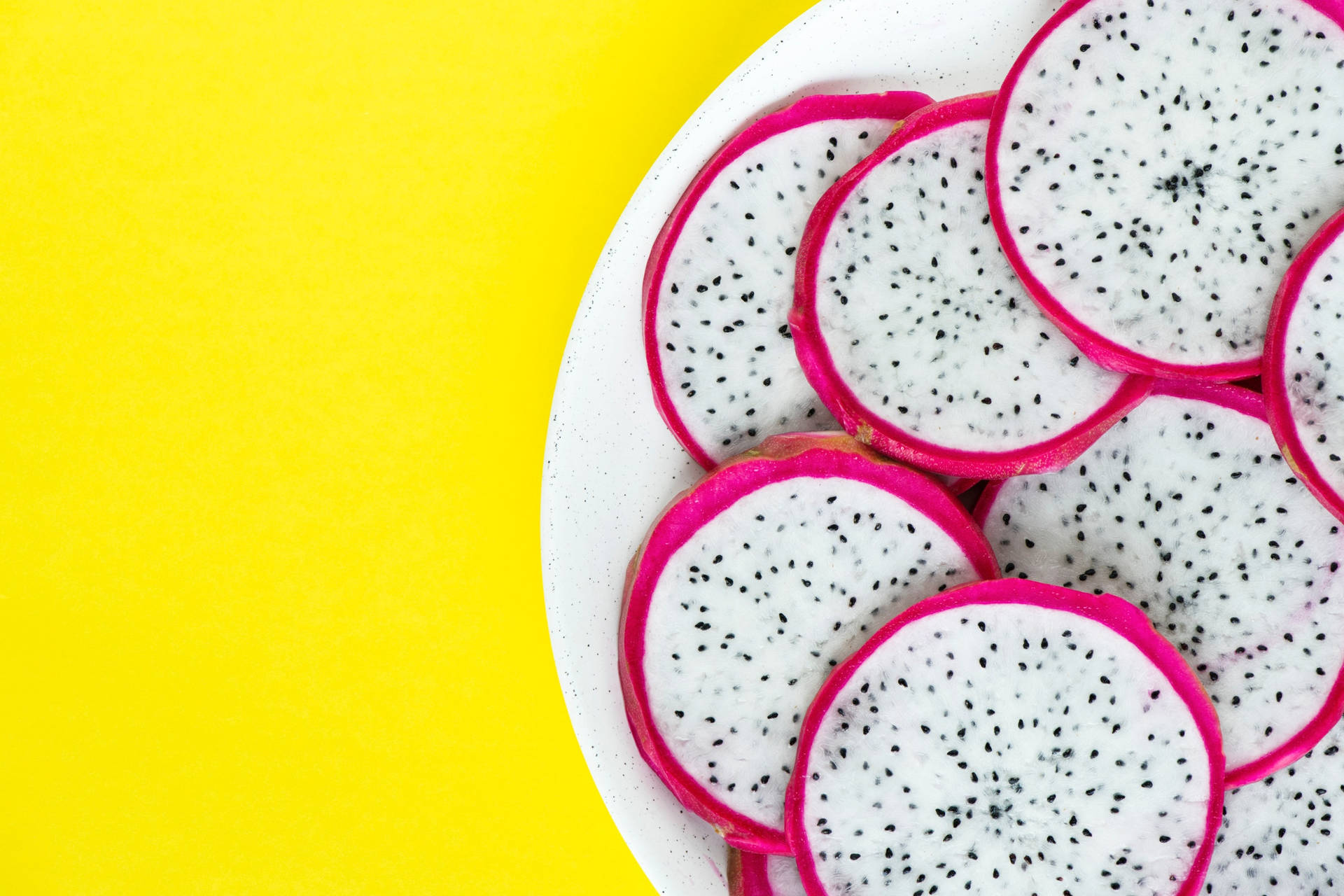 Dragonfruit Plate Fruit Flat Lay Food Photography Wallpaper