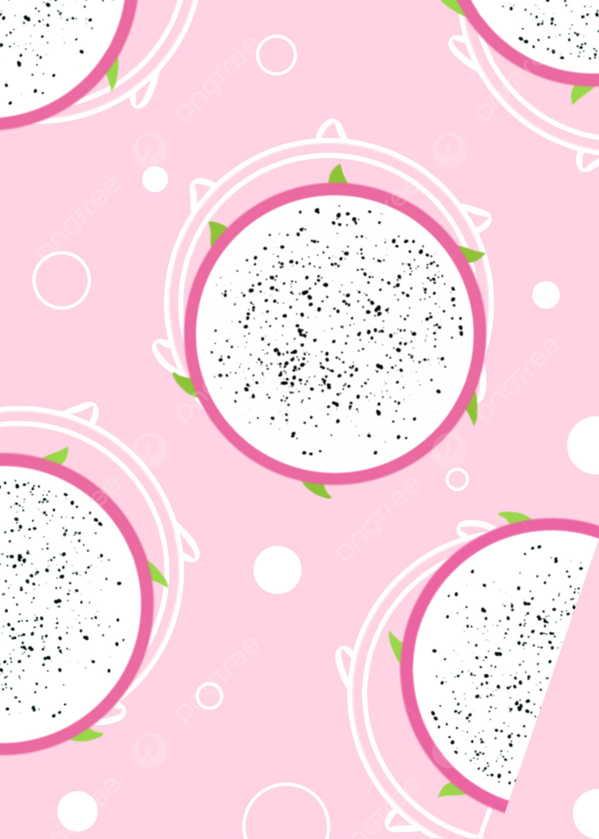 Dragonfruit Slices Cute Pink Background Pattern Wallpaper