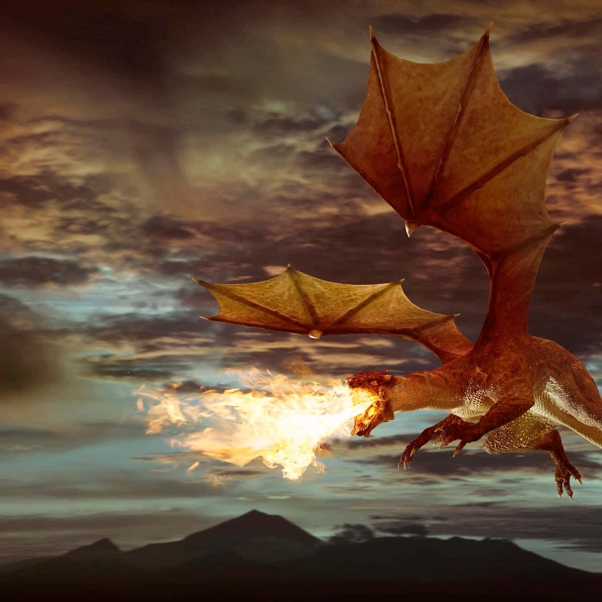 A fierce dragon ready to take flight