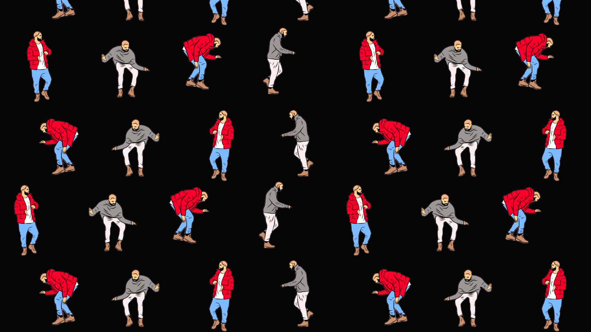 A Pattern Of People Dancing On A Black Background Wallpaper