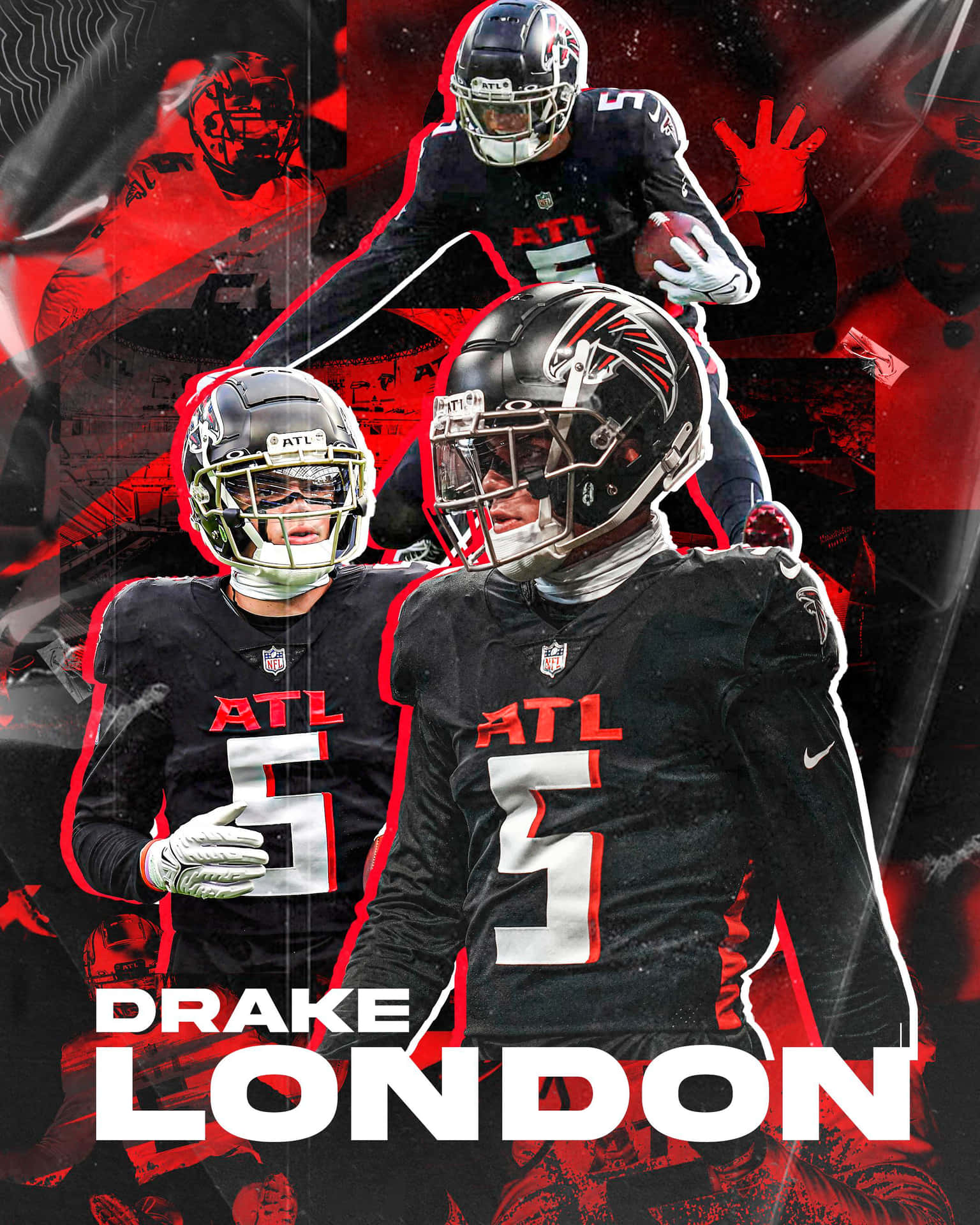 Drake London Atlanta Falcons Collage Wallpaper
