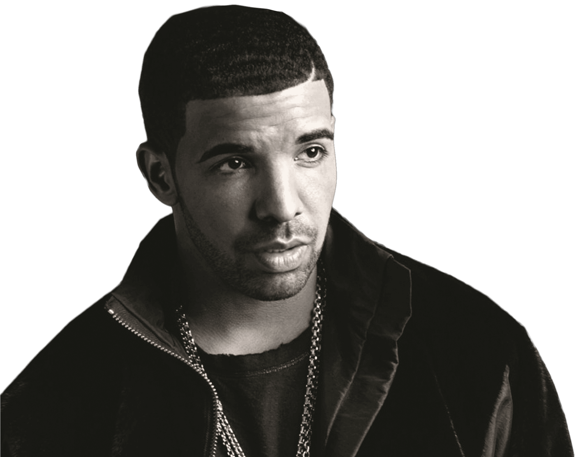Drake Portrait Blackand White PNG
