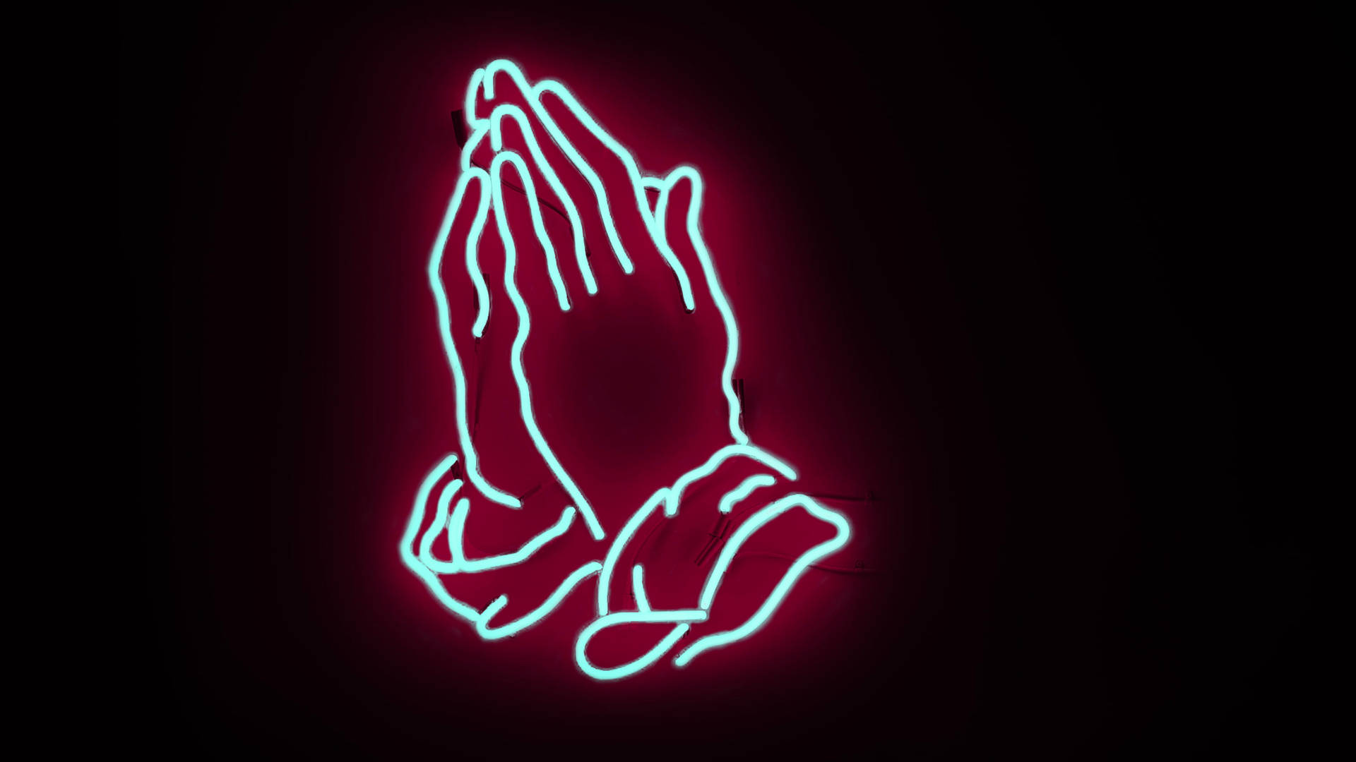Drake Praying Hands Neon Wallpaper