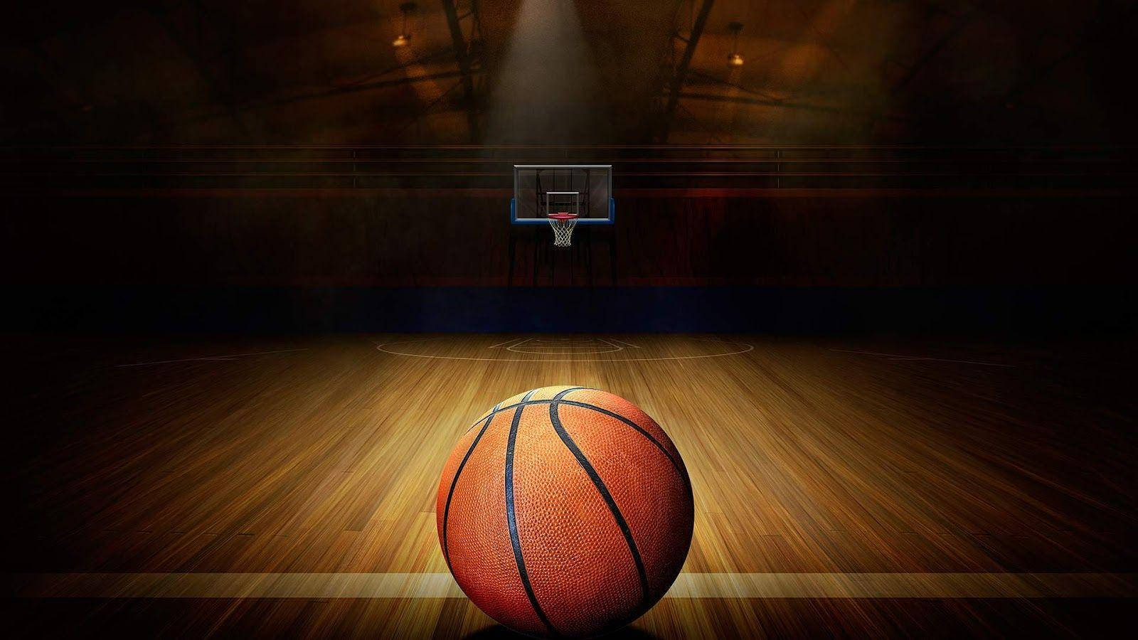 Dramatic Basketball Court Ring&Basketball Wallpaper
