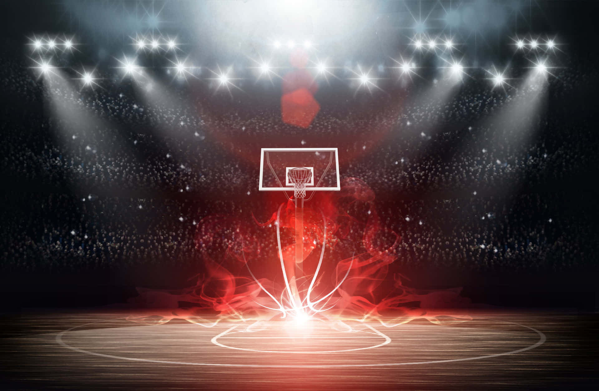 Dramatic Basketball Court Spotlights Wallpaper