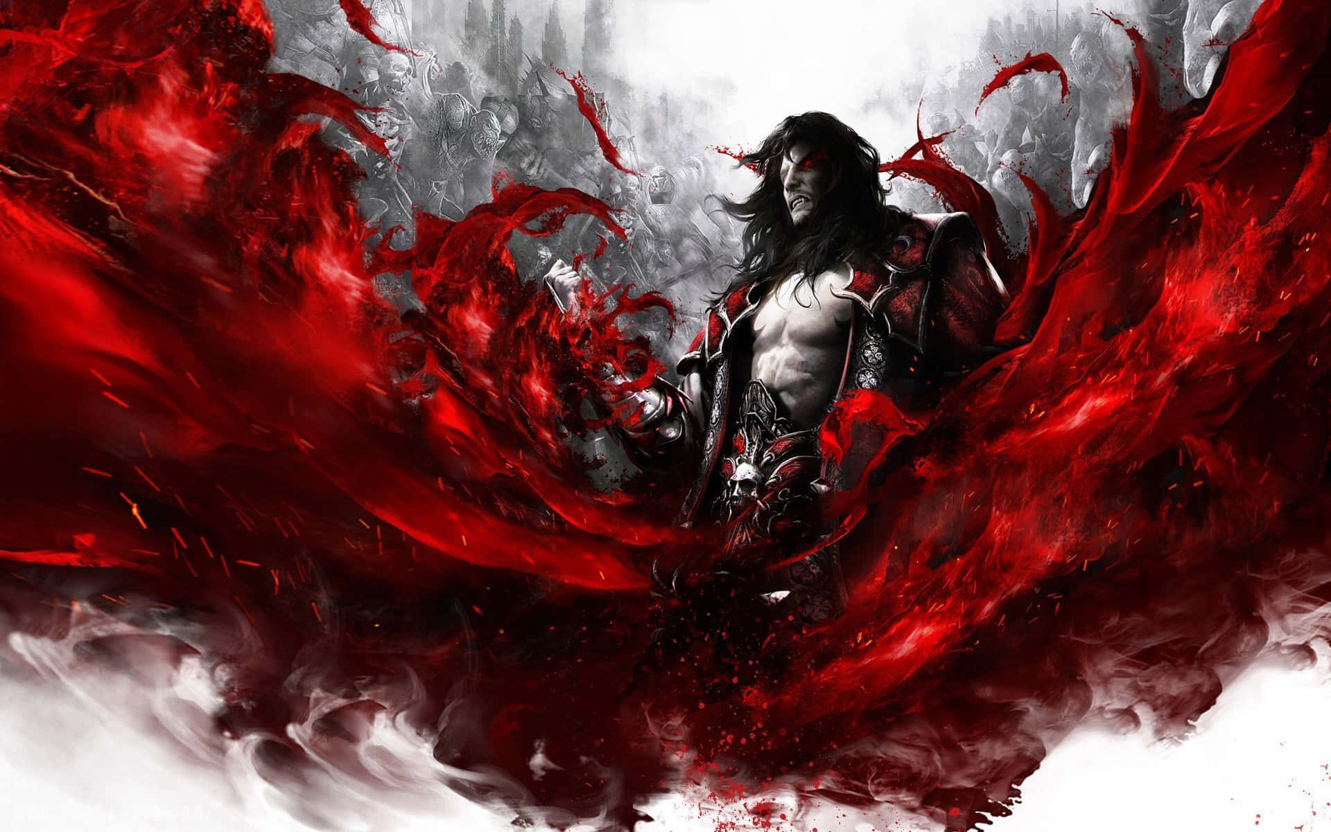 Dramatic Encounter With Dracula In Castlevania Wallpaper