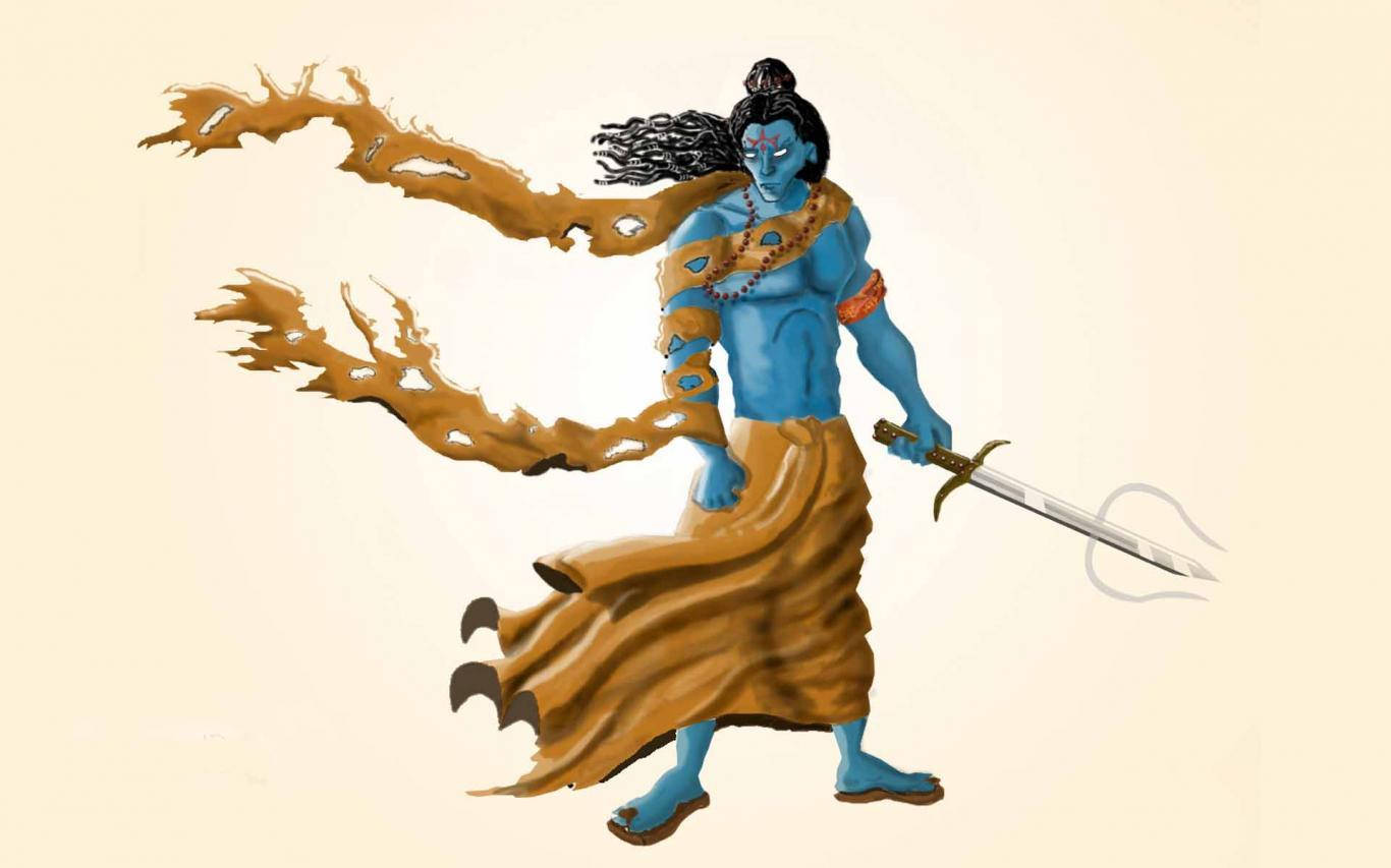Fundode Tela Dramático Do Shiva Em Cartoon. Papel de Parede