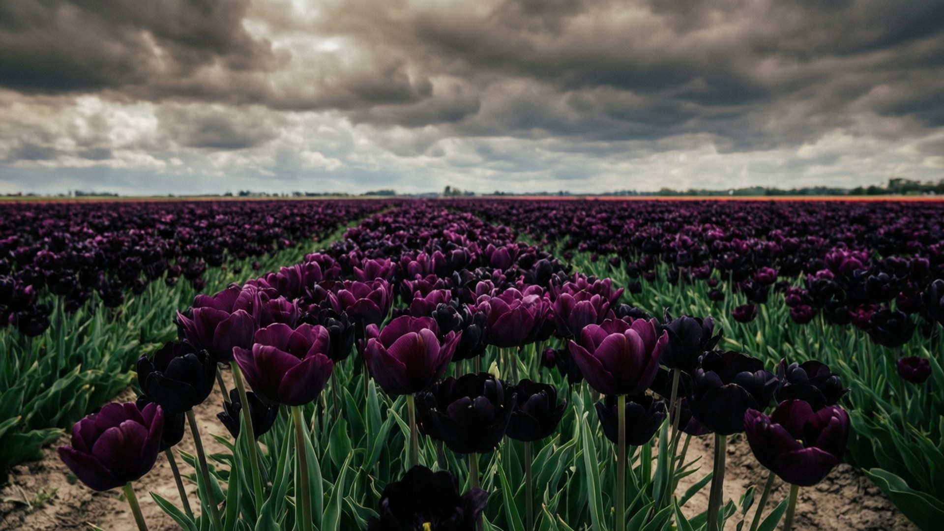 Dramatisch Tulpenveld Achtergronden