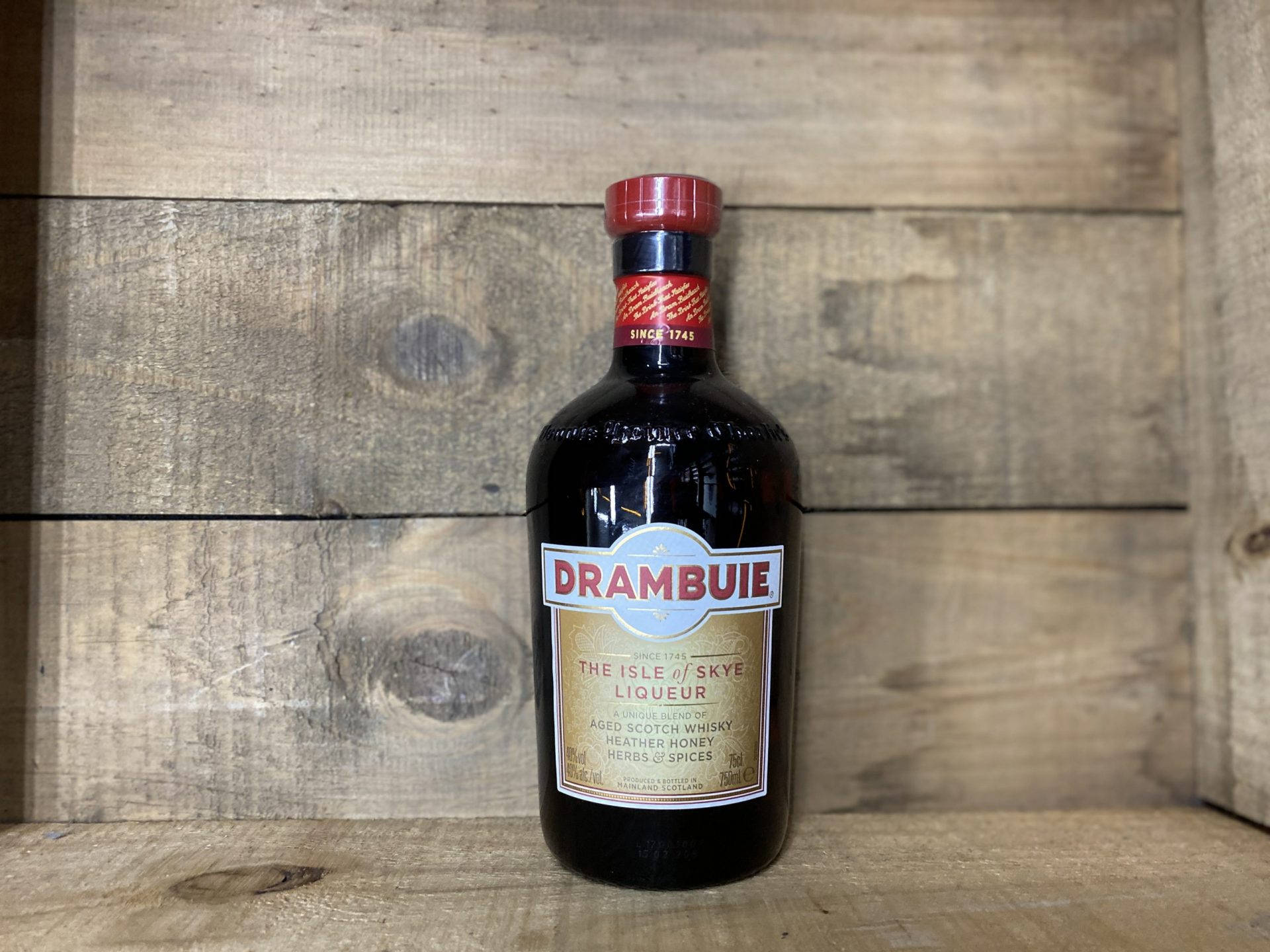 Drambuie Scotch Whisky On Wooden Case Wallpaper