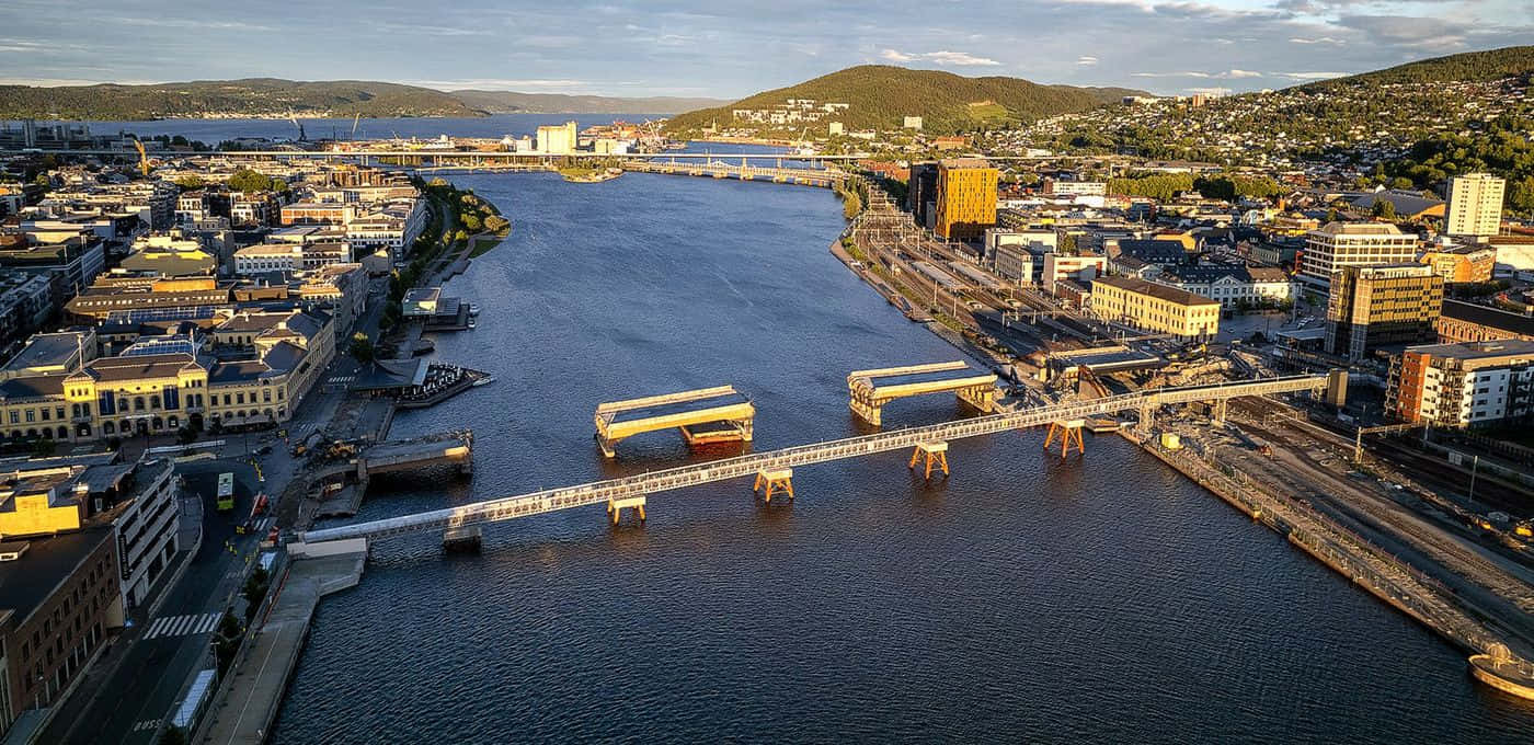 Drammen Cityscape Aerial View Wallpaper