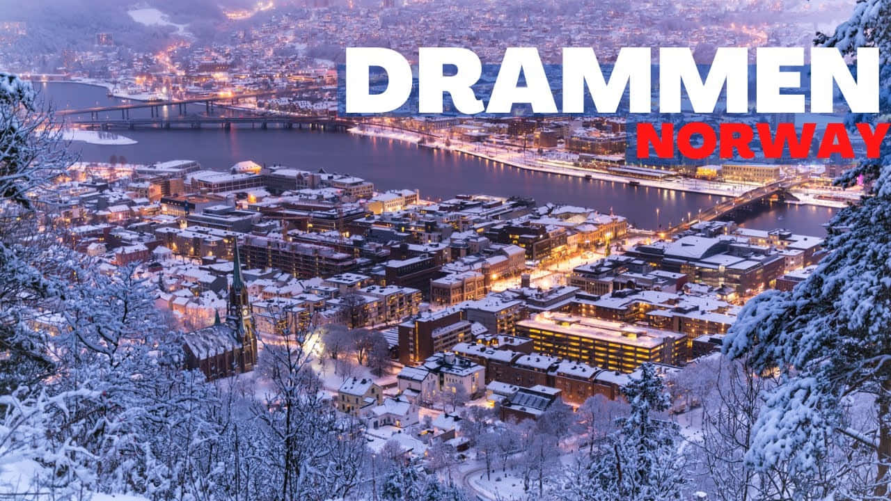 Drammen Norway Winter Cityscape Wallpaper