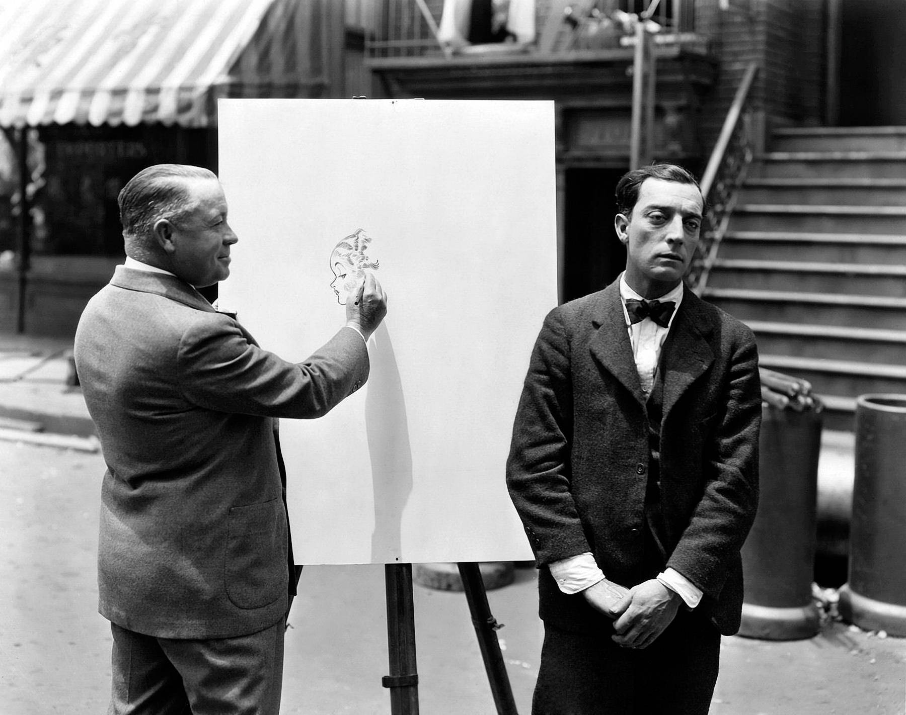 Disegnocomico Dell'attore Buster Keaton. Sfondo