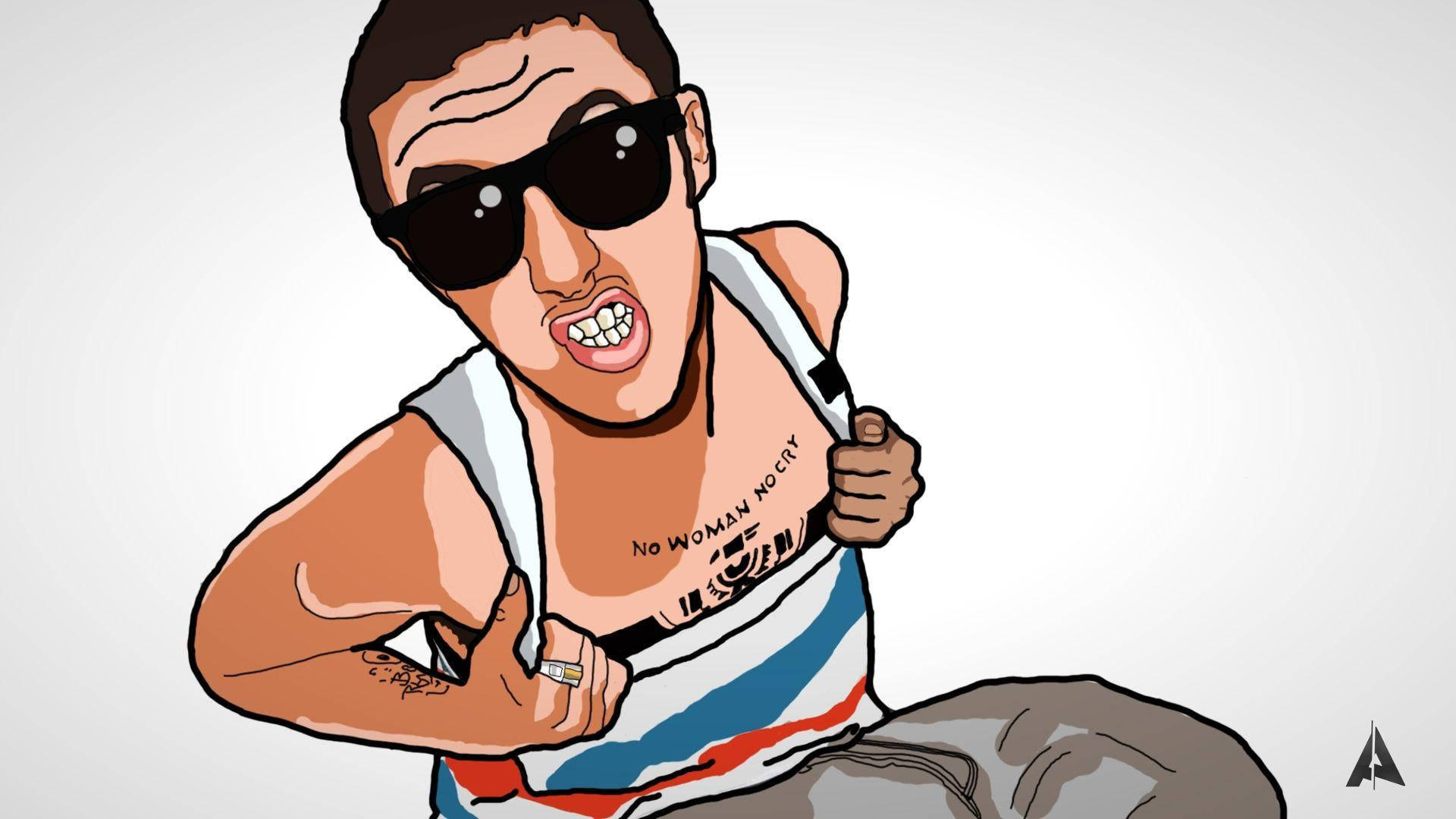 Drawing Of Mac Miller With Chest Tattoo Wallpaper