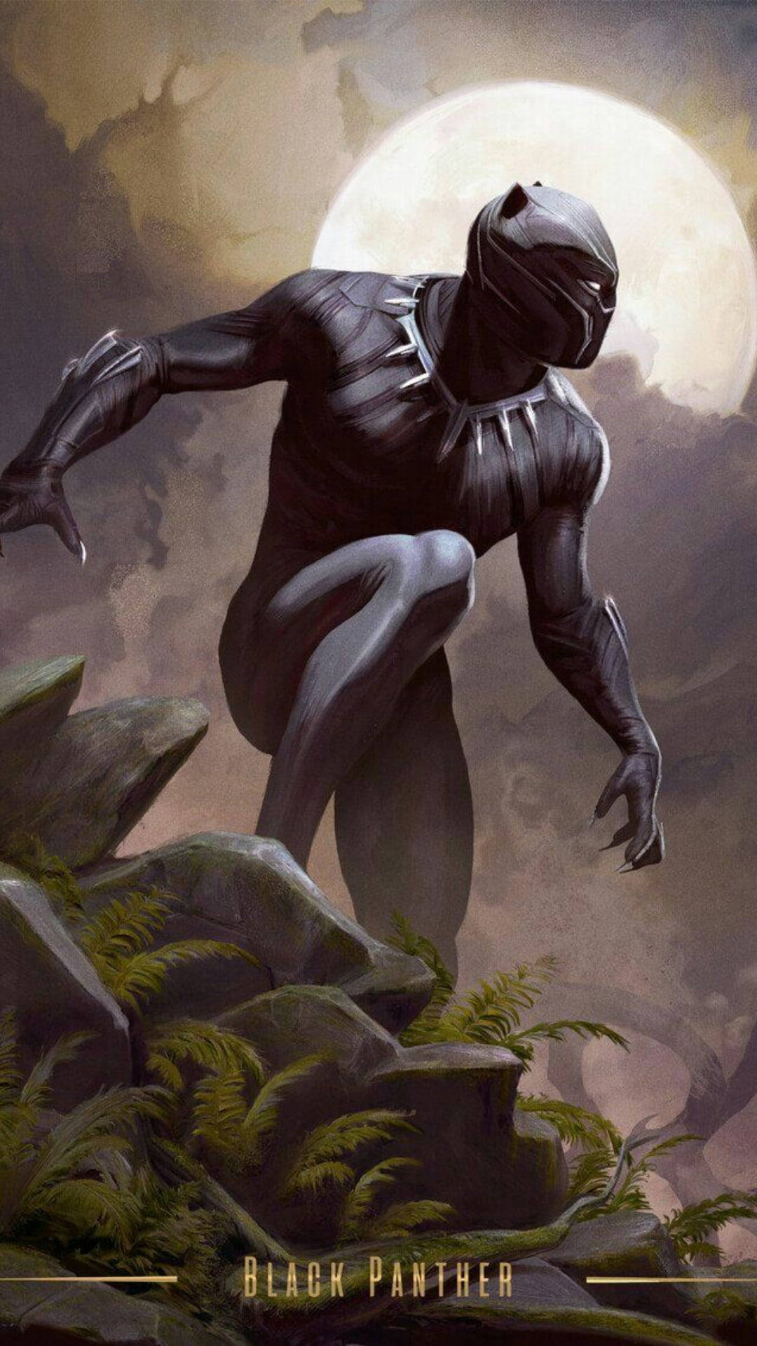 Pantera Nera Disegnata Wakanda Per Sempre Sfondo