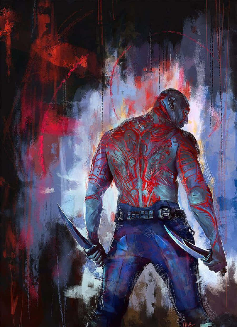 Drax the Destroyer charges into battle Wallpaper