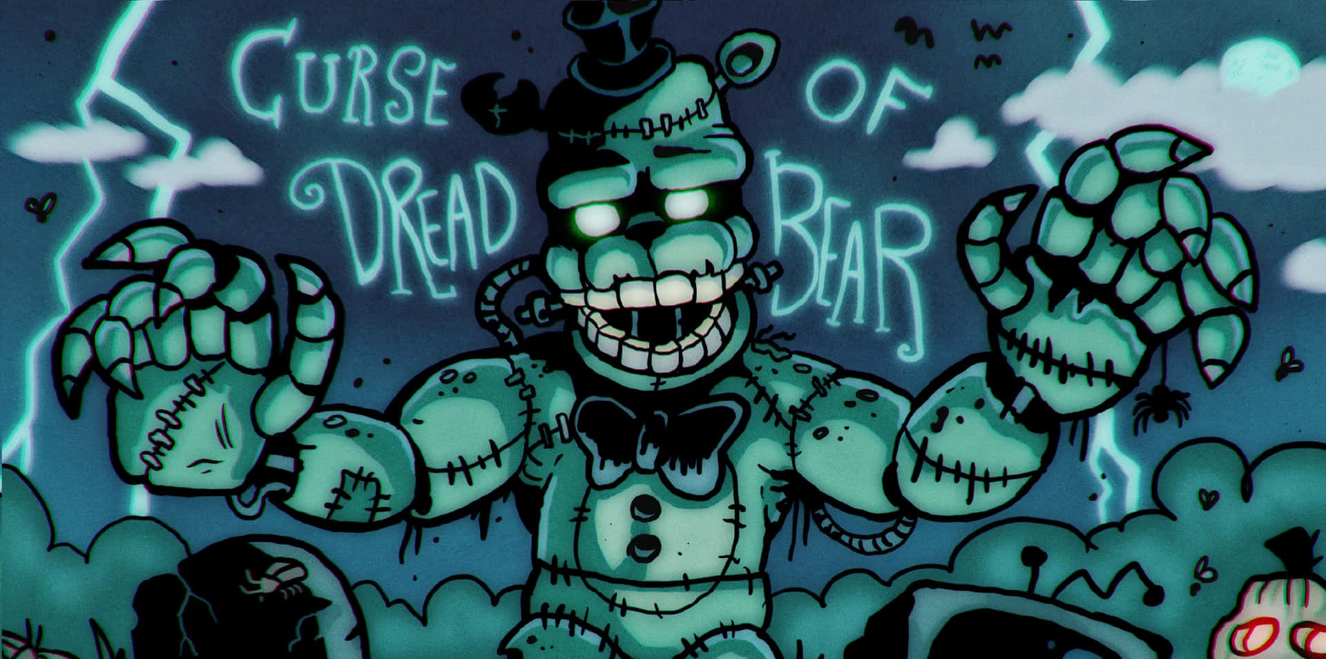 Frightening Dreadbear lurking in the shadows. Wallpaper