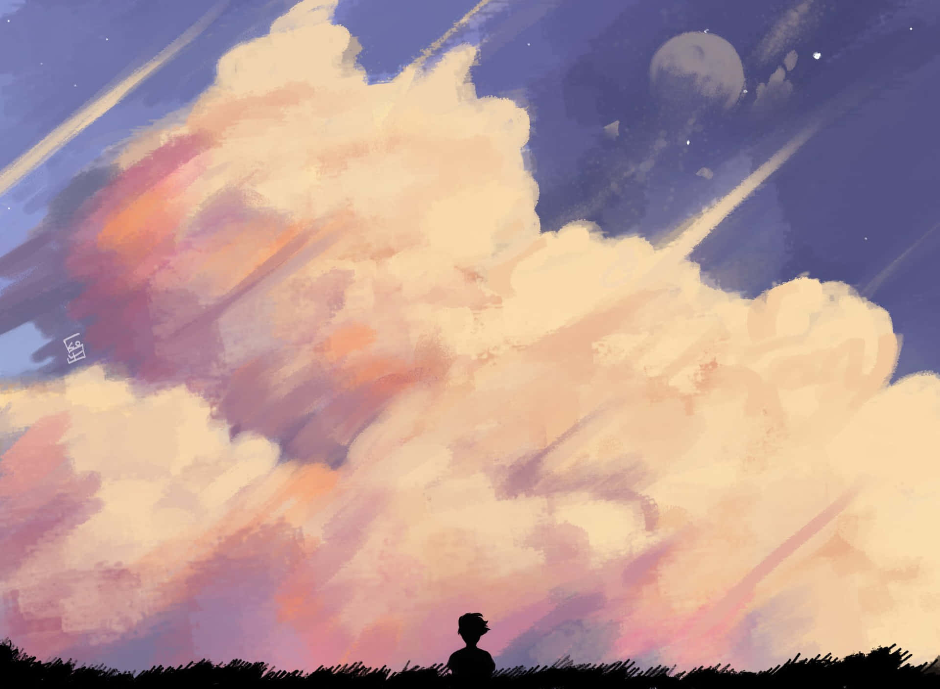 Dream Aesthetic Girl Watching Clouds Wallpaper