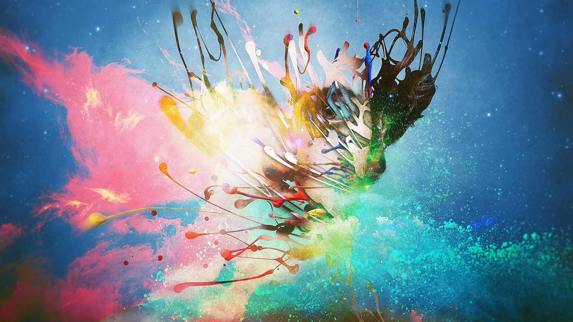 A Colorful Painting With A Bird Flying Wallpaper