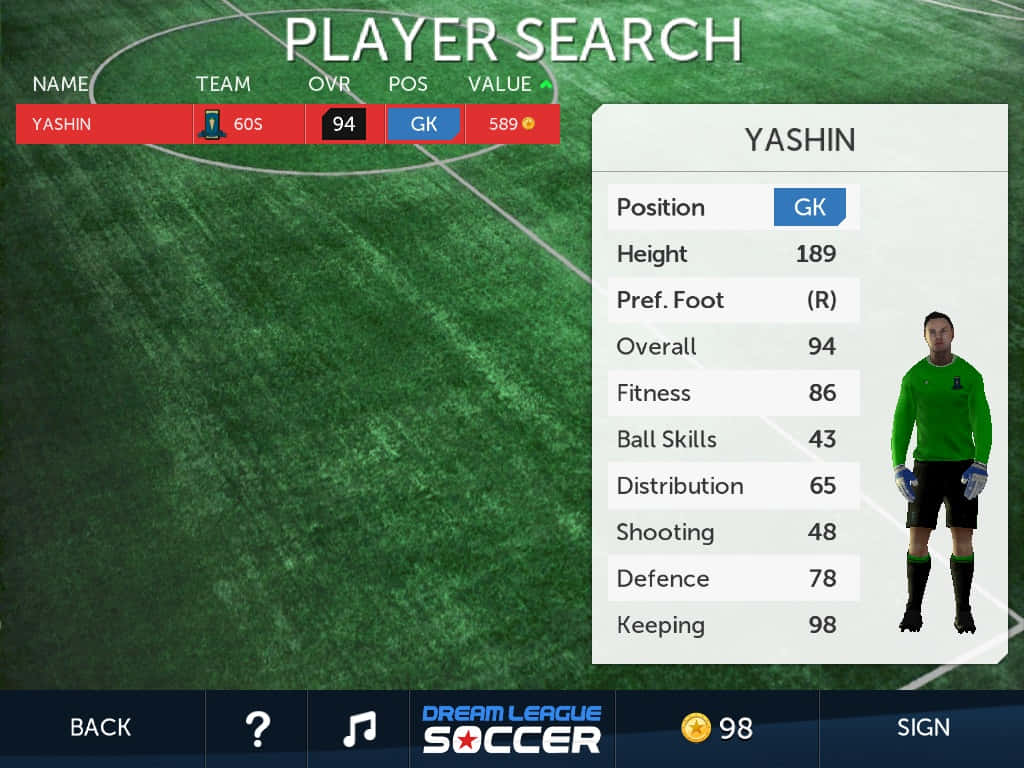 Jugadorde Dream League Soccer Lev Yashin Fondo de pantalla