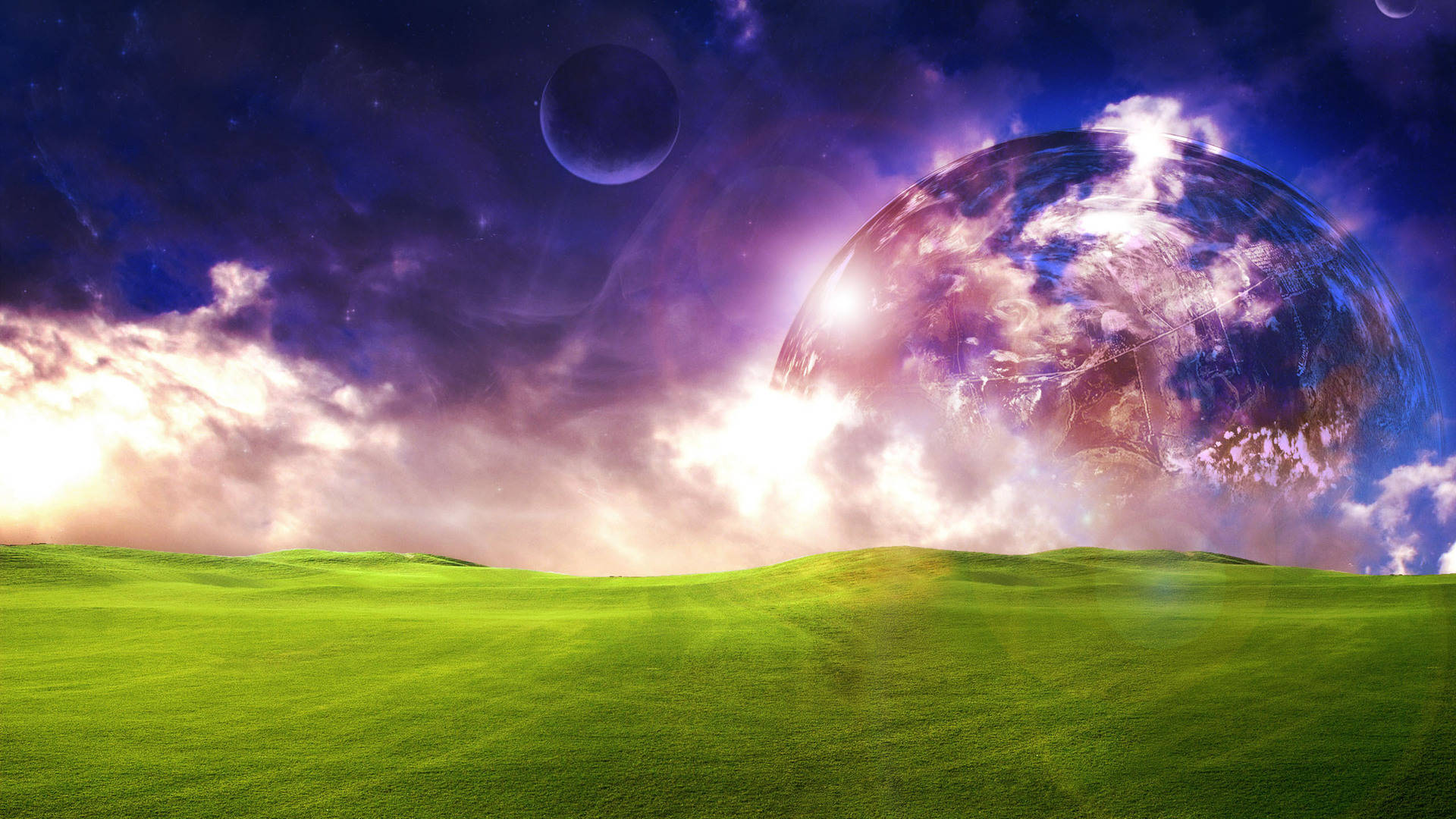 Dream Planet With Purple Sky Wallpaper